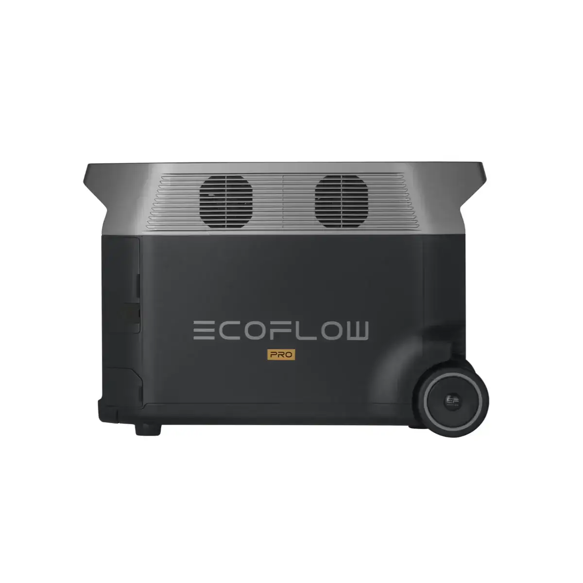 EcoFlow DELTA Pro Portable Power Station Bundle, 3.6kWh capacity, available at Cabin Depot, side view with wheels and vents.