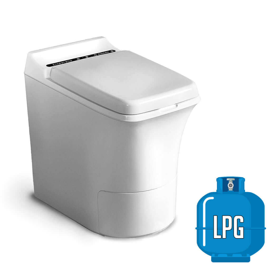 Cinderella Freedom Bundle Incinerating Toilet with LPG, available at Cabin Depot.