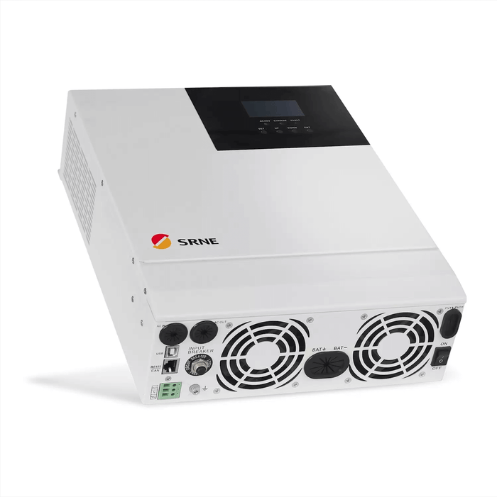 SRNE 3,000W 24V All-In-One Inverter/Charger with LCD Display, ETL Certified Hybrid Solar Unit.