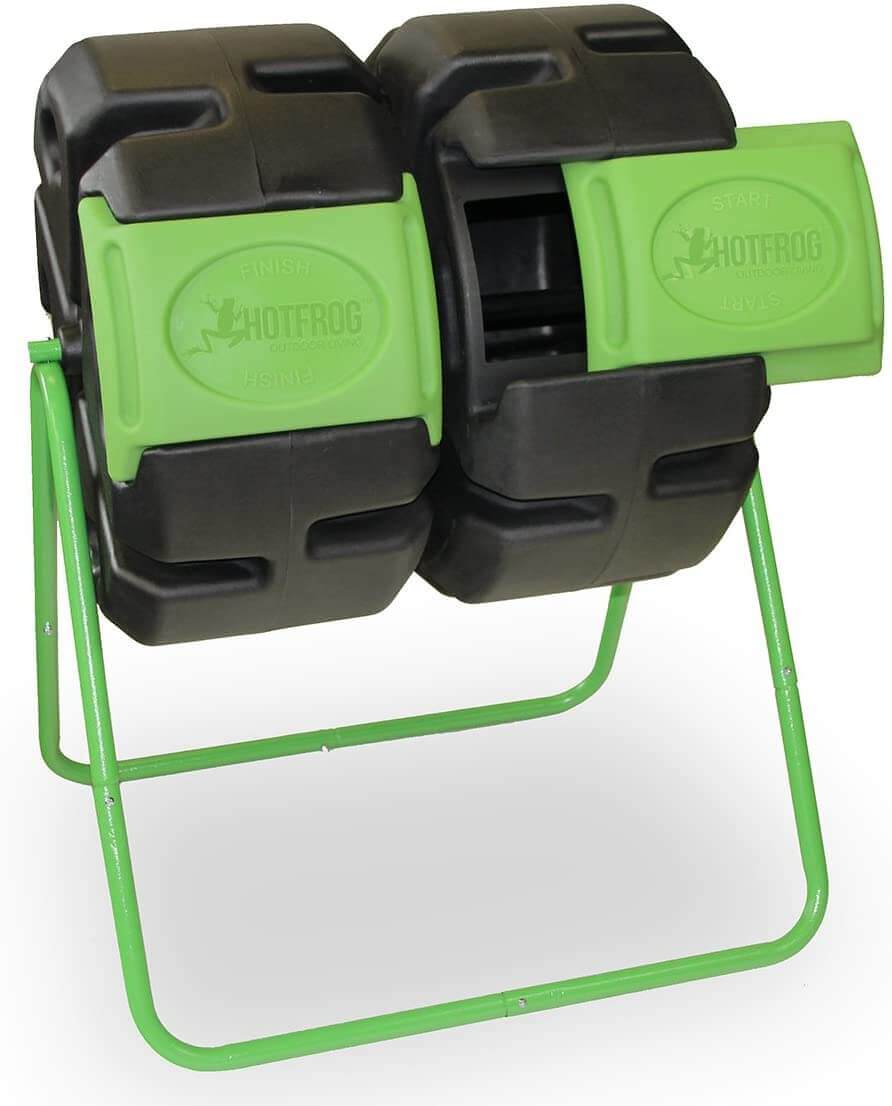 FCMP Outdoor HOTFROG Dual Body Tumbling Composter available at Cabin Depot, featuring dual chambers and UV-resistant materials.