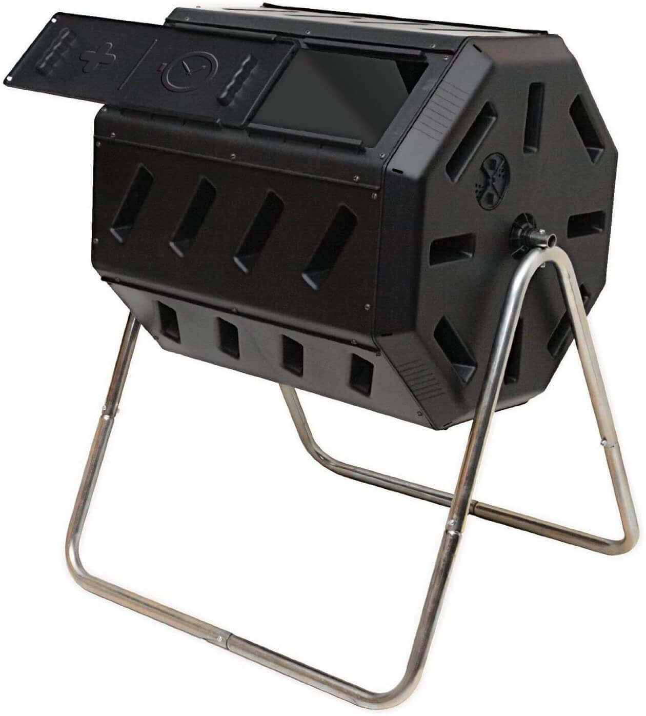 FCMP Outdoor Dual Chamber Tumbling Composter available at Cabin Depot, designed for efficient composting and quick soil nourishment.