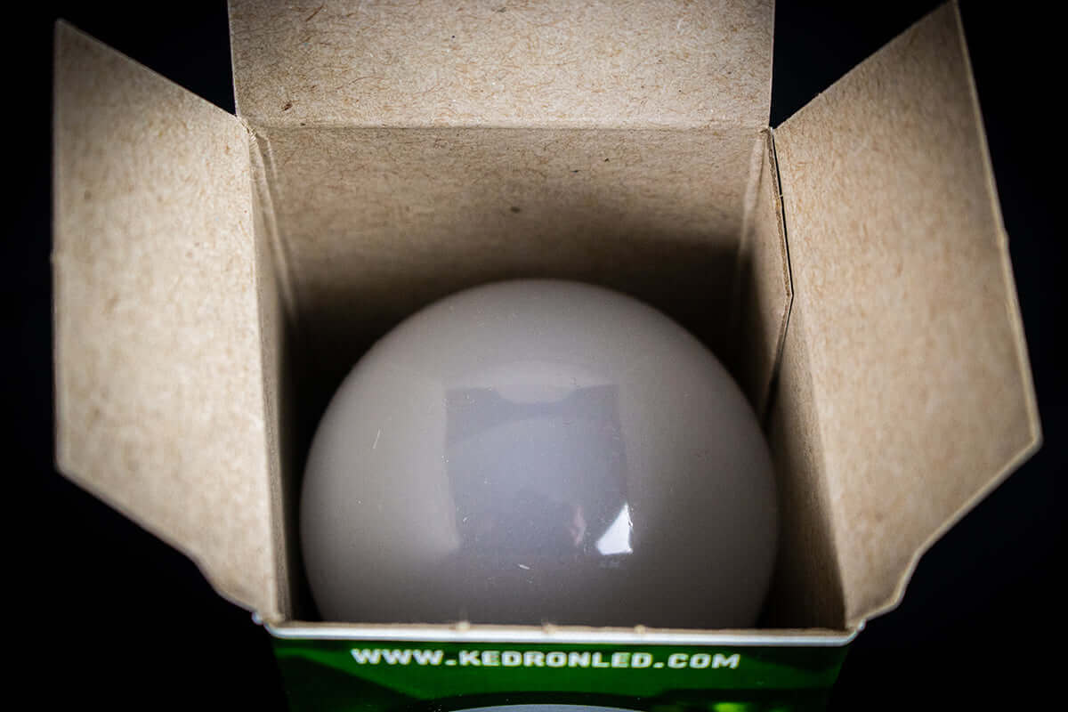 Kedron 12V 3W LED DC Light Bulb in packaging, E27 socket, energy-saving; great for garden and indoor use. Available at Cabin Depot.