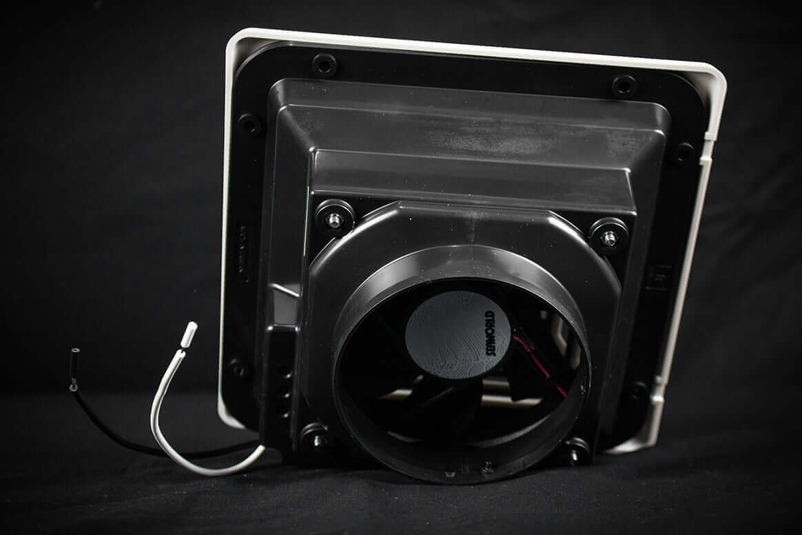 Kedron 12V DC Exhaust Fan, waterproof ventilation for cabins and RVs from The Cabin Depot, CSA certified for off-grid use.