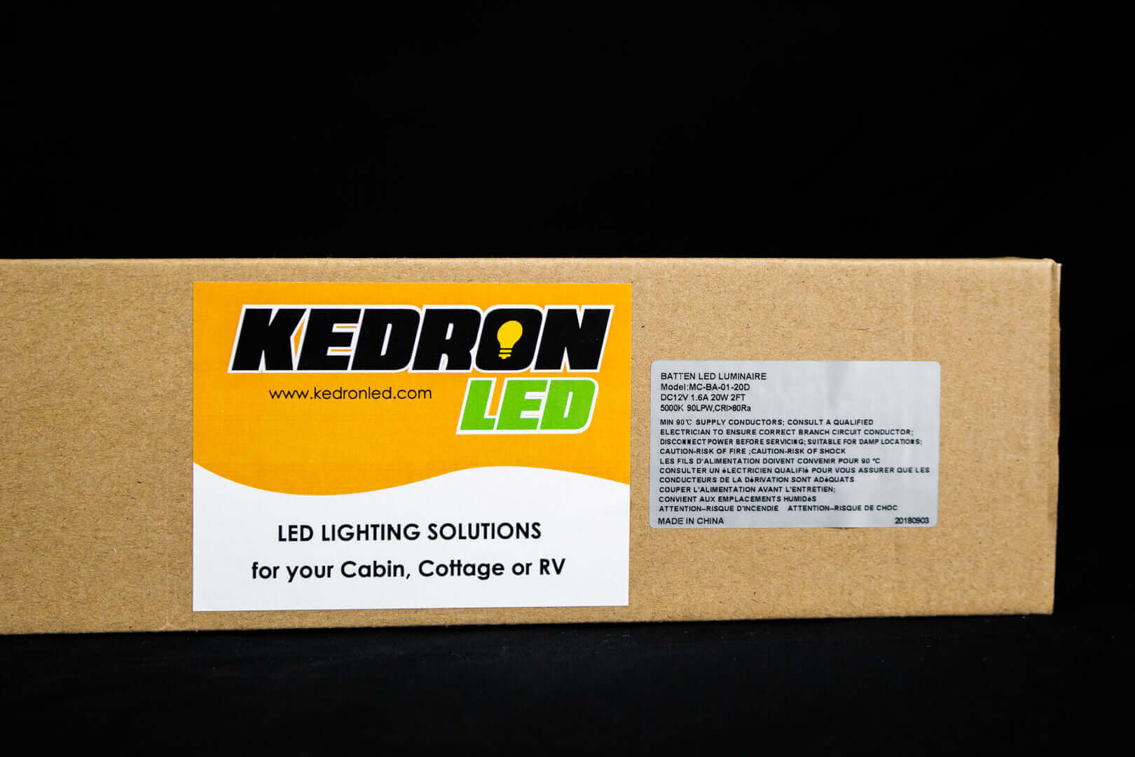 Kedron 20W 12vDC LED 24" Light box, Cool White, perfect for cabins or RVs, available at Cabin Depot, energy-efficient lighting.