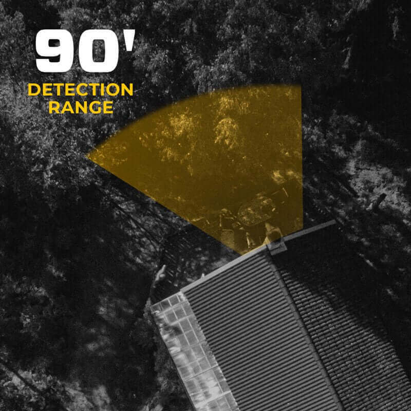 Vosker V150 camera 90-foot detection range at Cabin Depot, solar powered, LTE cellular security, optimal for remote surveillance.