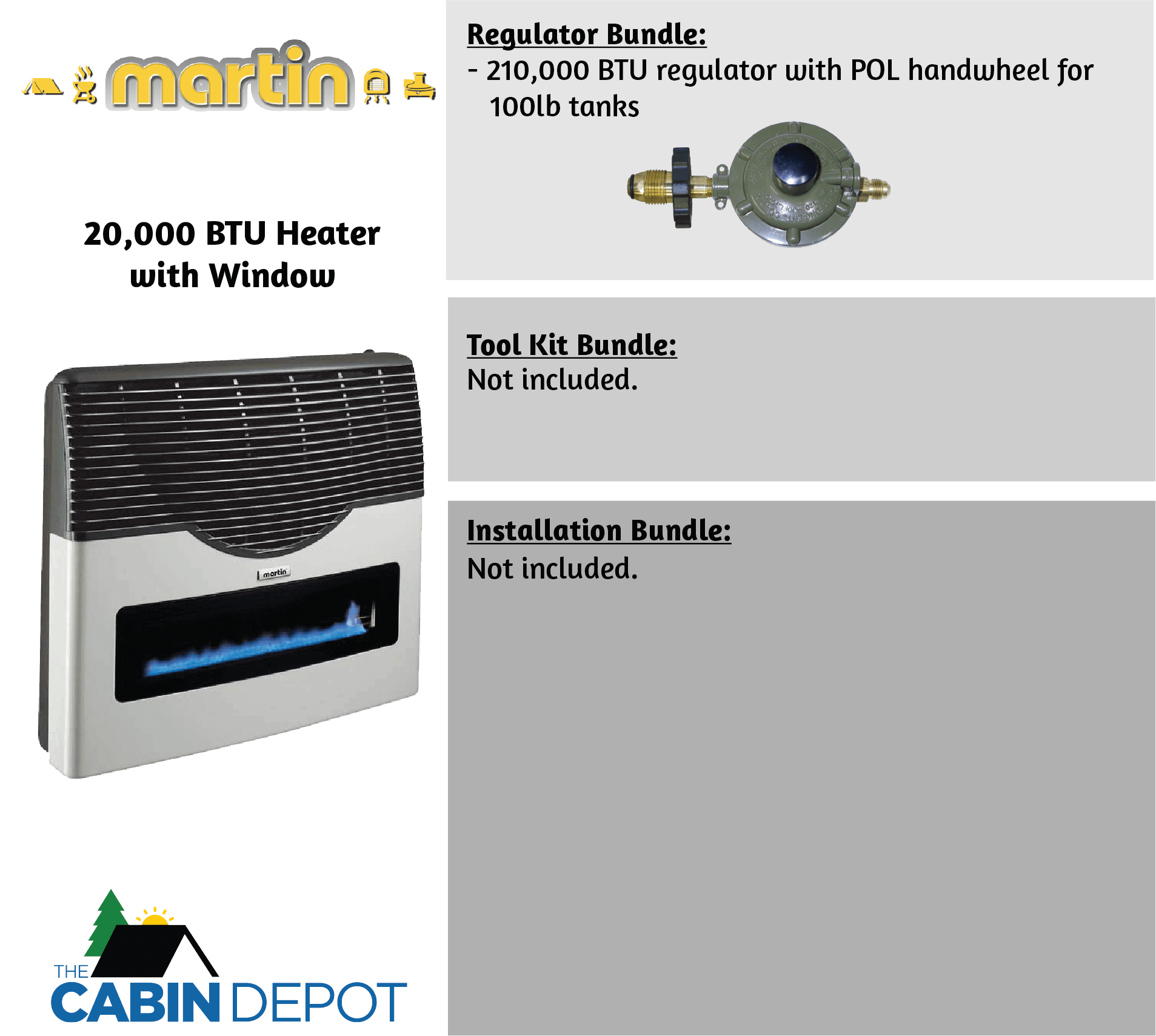 Martin 20,000 BTU Direct Vent Propane Heater with Ceramic Glass Window at The Cabin Depot