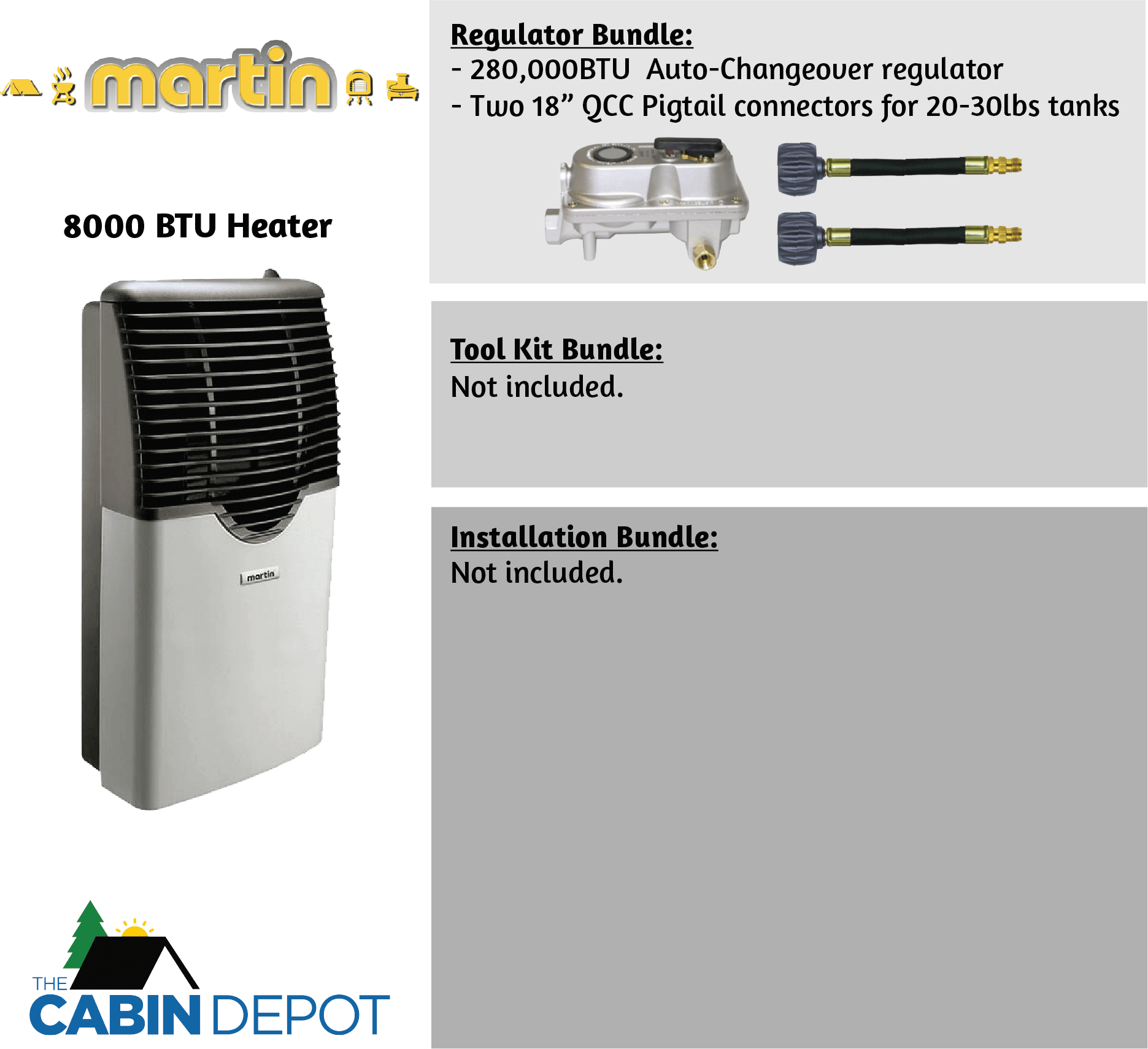 Martin 8000 BTU Direct Vent Heater with Regulator Bundle - Available at The Cabin Depot