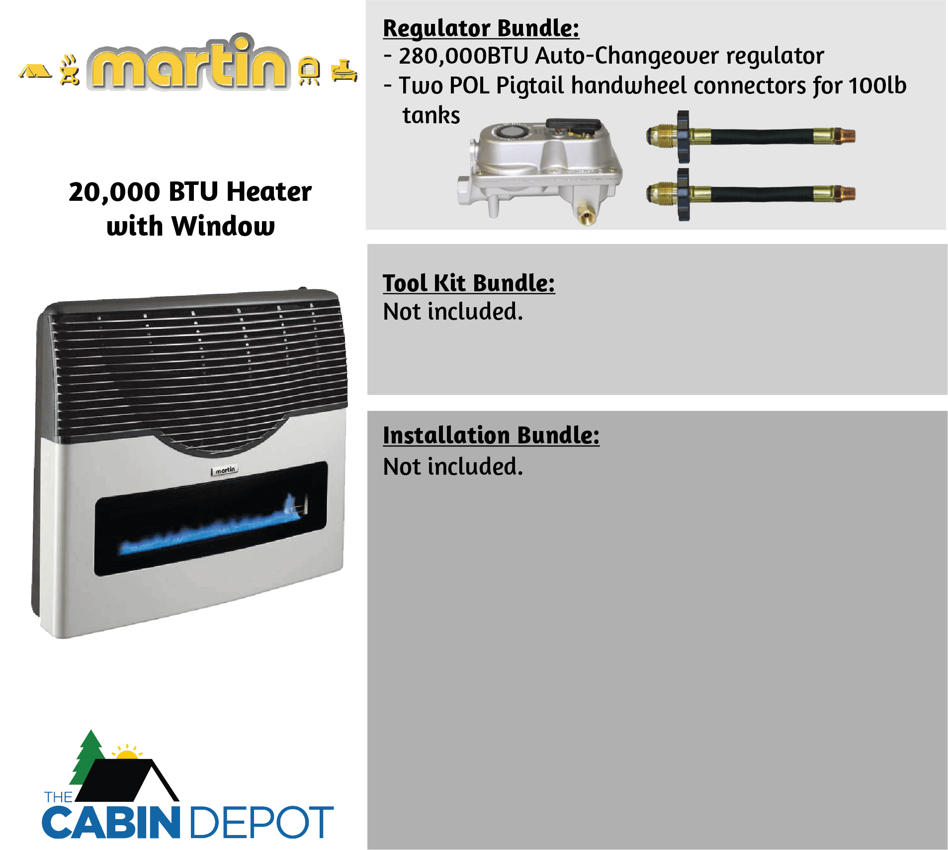 Martin 20,000 BTU Propane Heater with Regulator Bundle - The Cabin Depot