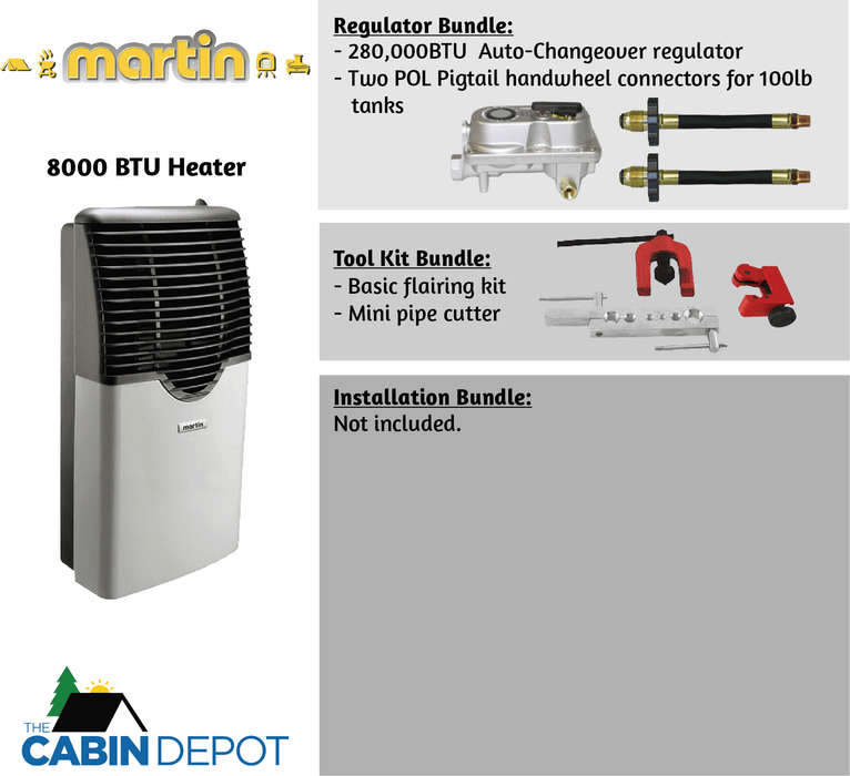 Martin 8,000 BTU Propane Heater with Regulator and Tool Kit Bundles at The Cabin Depot