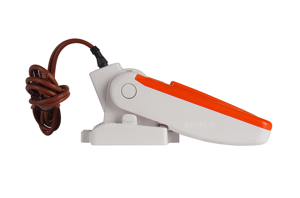 SEAFLO 20A Float Switch for cabin use, compatible with 12v, 24v, 36v pumps, available at Cabin Depot, ideal for fresh or salt water systems.