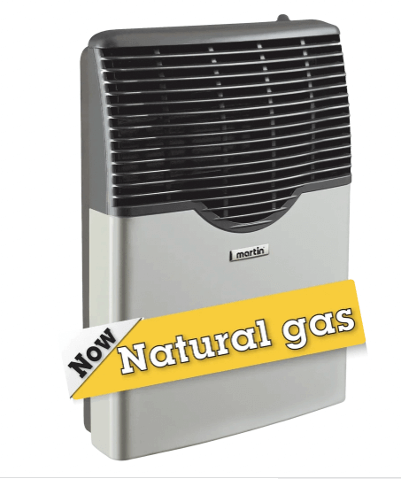 Martin 11,000 BTU Direct Vent Natural Gas Heater MDV12N from Cabin Depot, energy-efficient wall heater, no electricity needed, sleek design.
