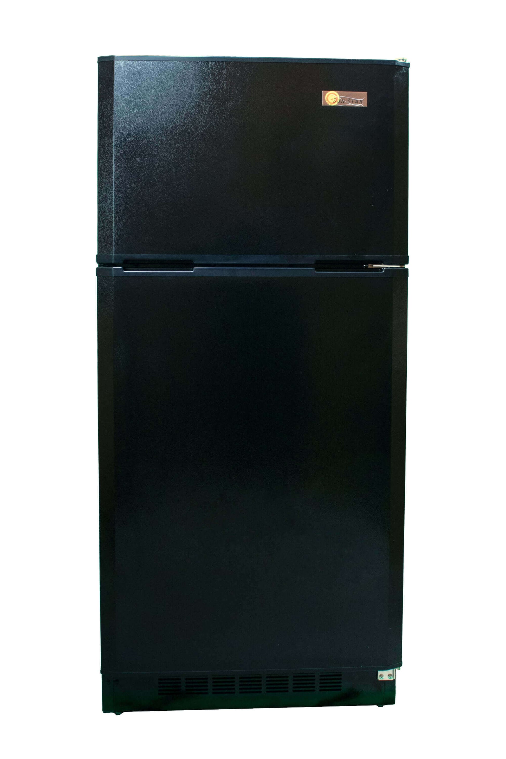 SunStar 16CU Solar/DC Refrigerator, Black, available at Cabin Depot; perfect for off-grid living with dual compressors. Made in the USA.