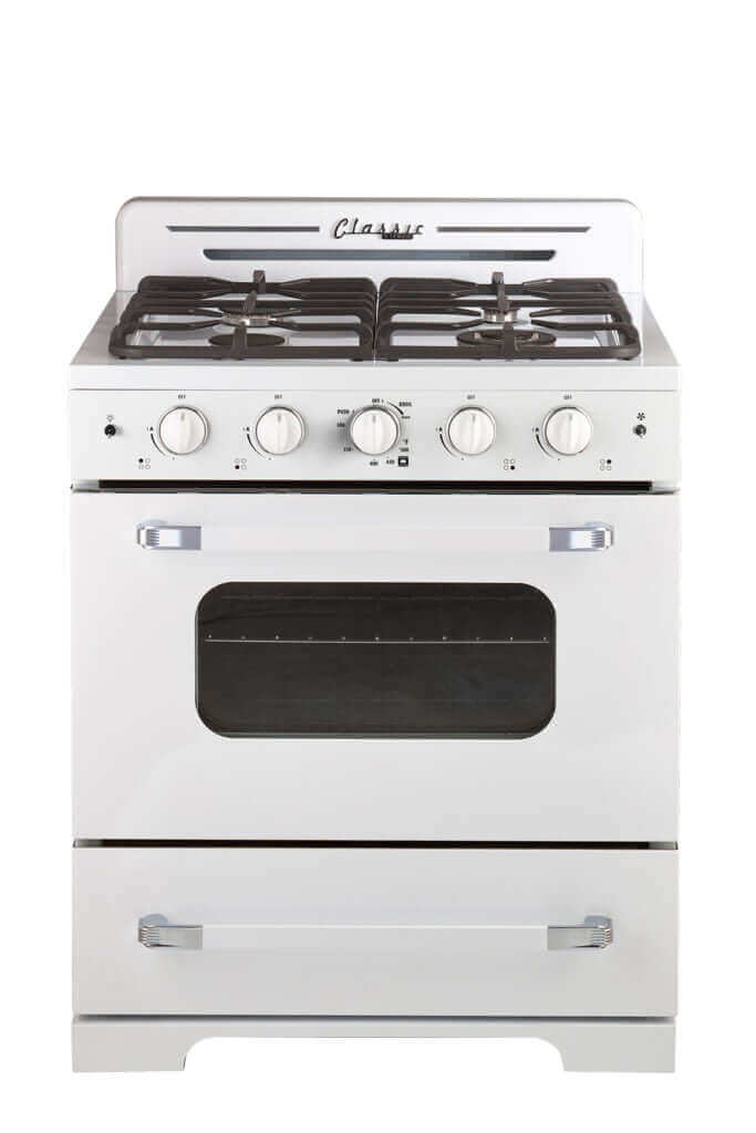 30" Classic Retro Convection Gas Range with Chrome Accents by Cabin Depot