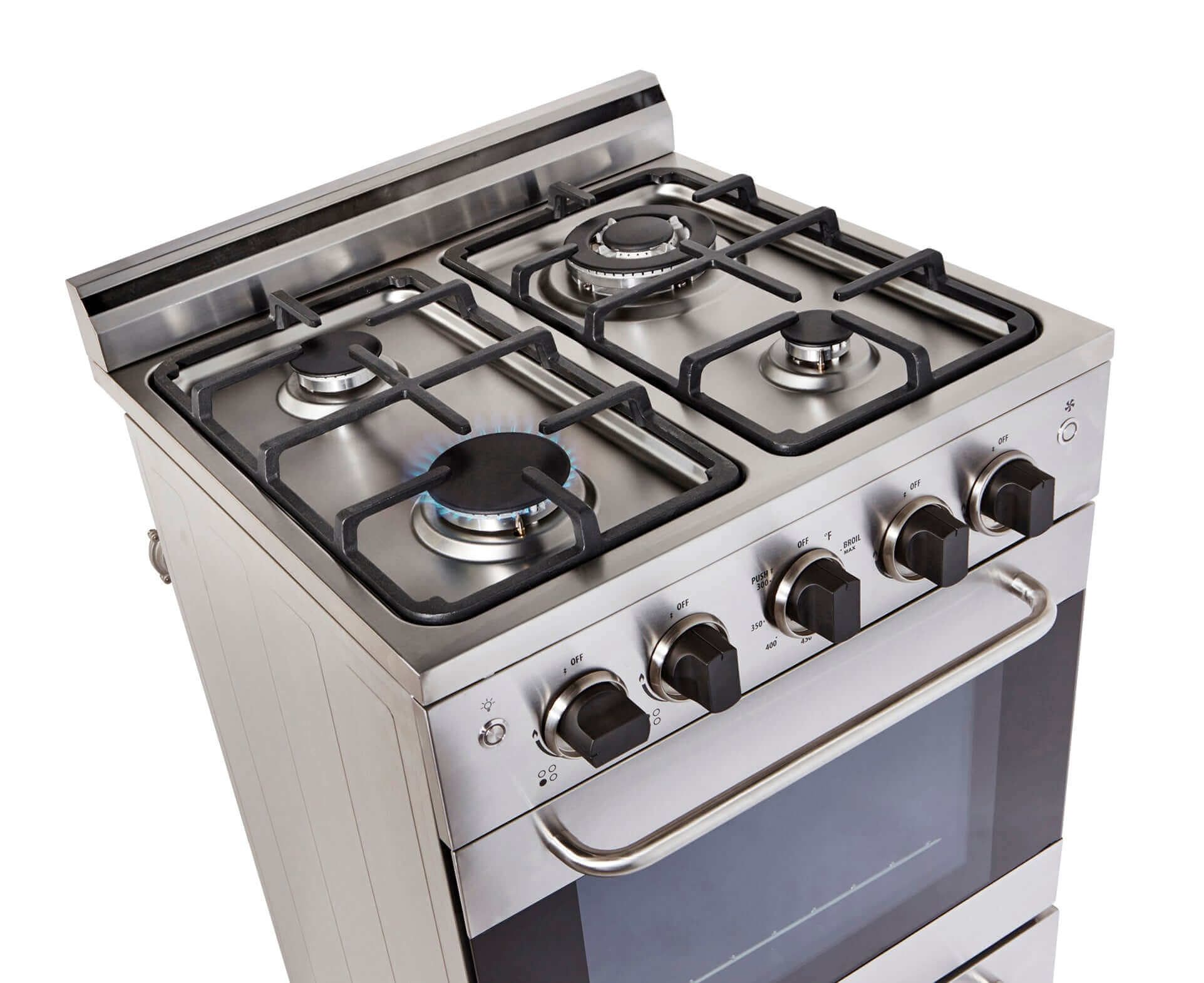 Unique Prestige 24" Stainless Convection Gas Range, electric ignition, ideal for compact spaces - Available at Cabin Depot