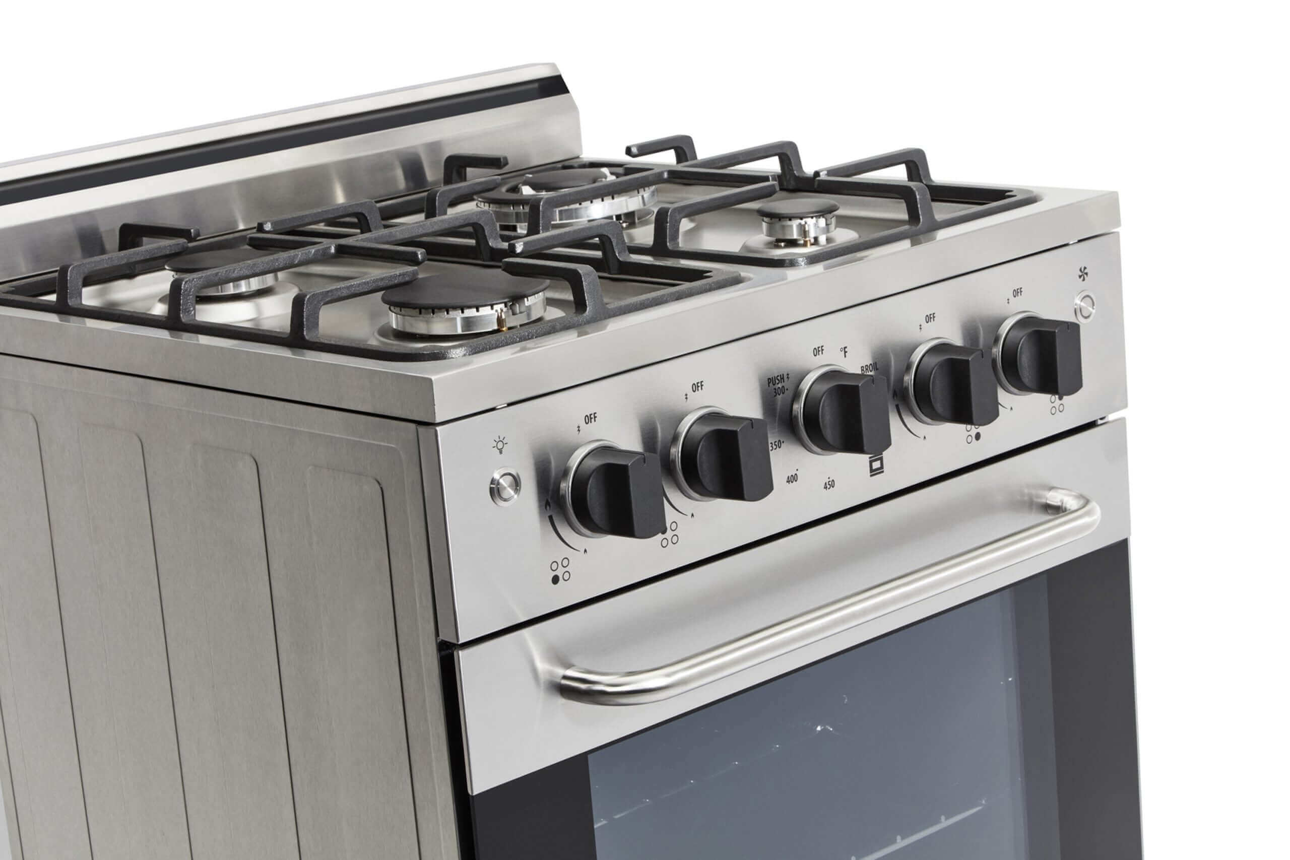 Unique Prestige 24" Convection Gas Range with Electric Ignition, stainless steel finish, available at Cabin Depot.
