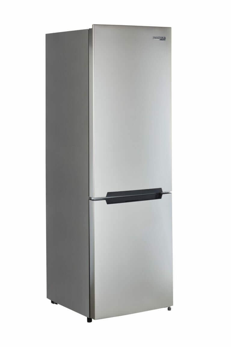 Unique 12 Cu/Ft Prestige Electric Bottom Mount Refrigerator in Stainless Steel from Cabin Depot, featuring modern design and ample freezer space.