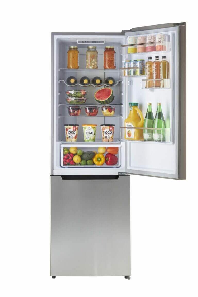 Unique 12 Cu/Ft Prestige Electric Bottom Mount Refrigerator - Stainless Steel, perfect for kitchens or cabins. Available at Cabin Depot.