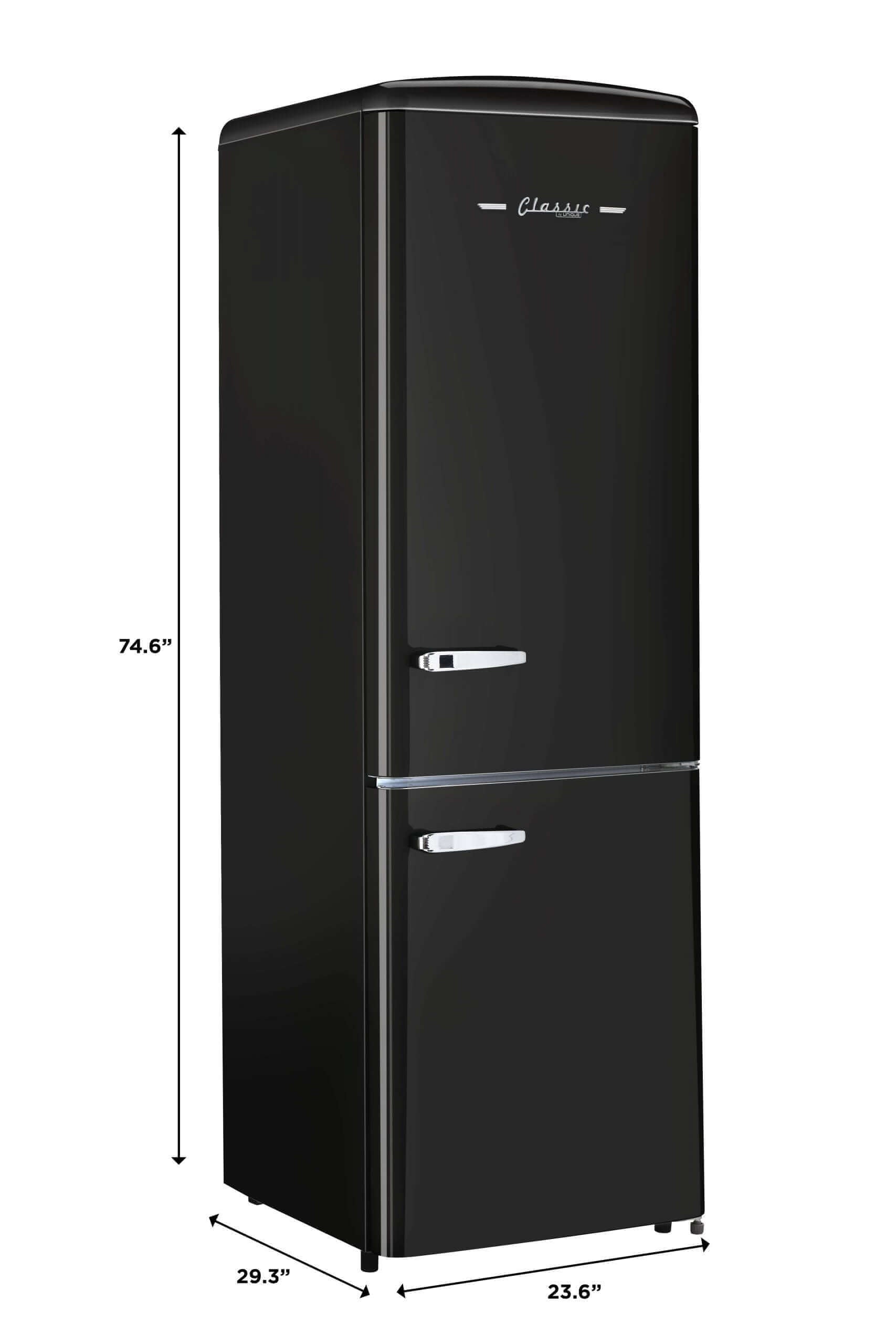 Unique 12 cu. ft. Classic Retro Bottom-Mount Refrigerator by Cabin Depot, black design, vintage style, top fridge for easy access.