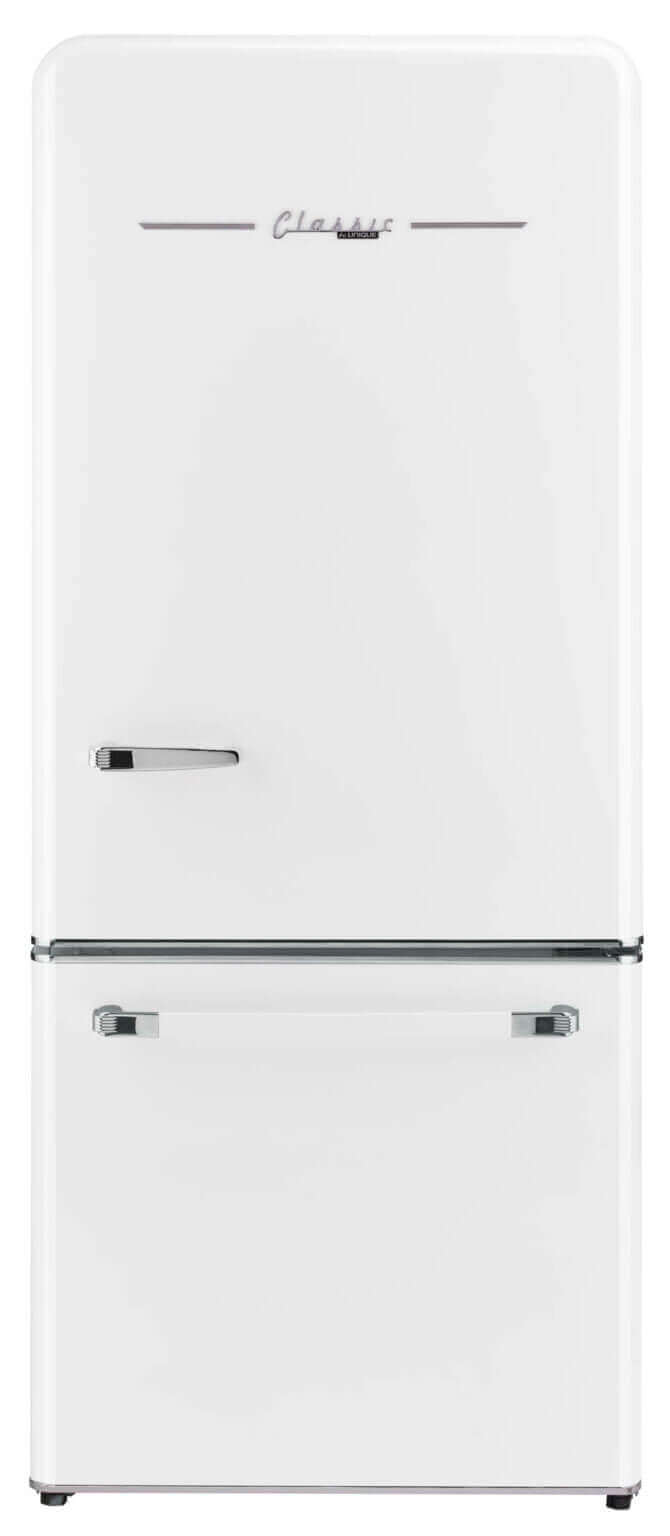 White Classic Retro 18 Cu Ft Bottom Mount Refrigerator, ENERGY STAR Certified for Cabin Depot