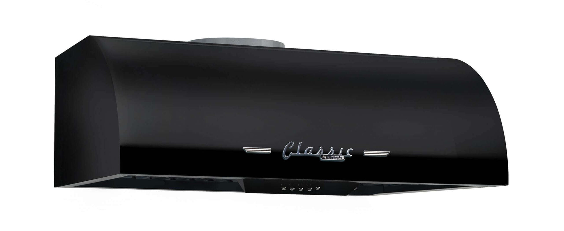 Unique 24 inch Classic Retro Range Hood in black, perfect for cabin kitchens, available at Cabin Depot.