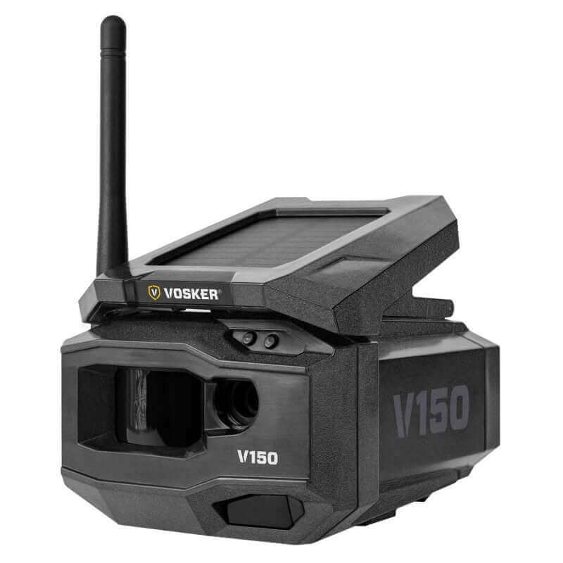 Vosker V150 Solar Powered LTE Cellular Outdoor Security Camera, ideal for remote surveillance, available at Cabin Depot.