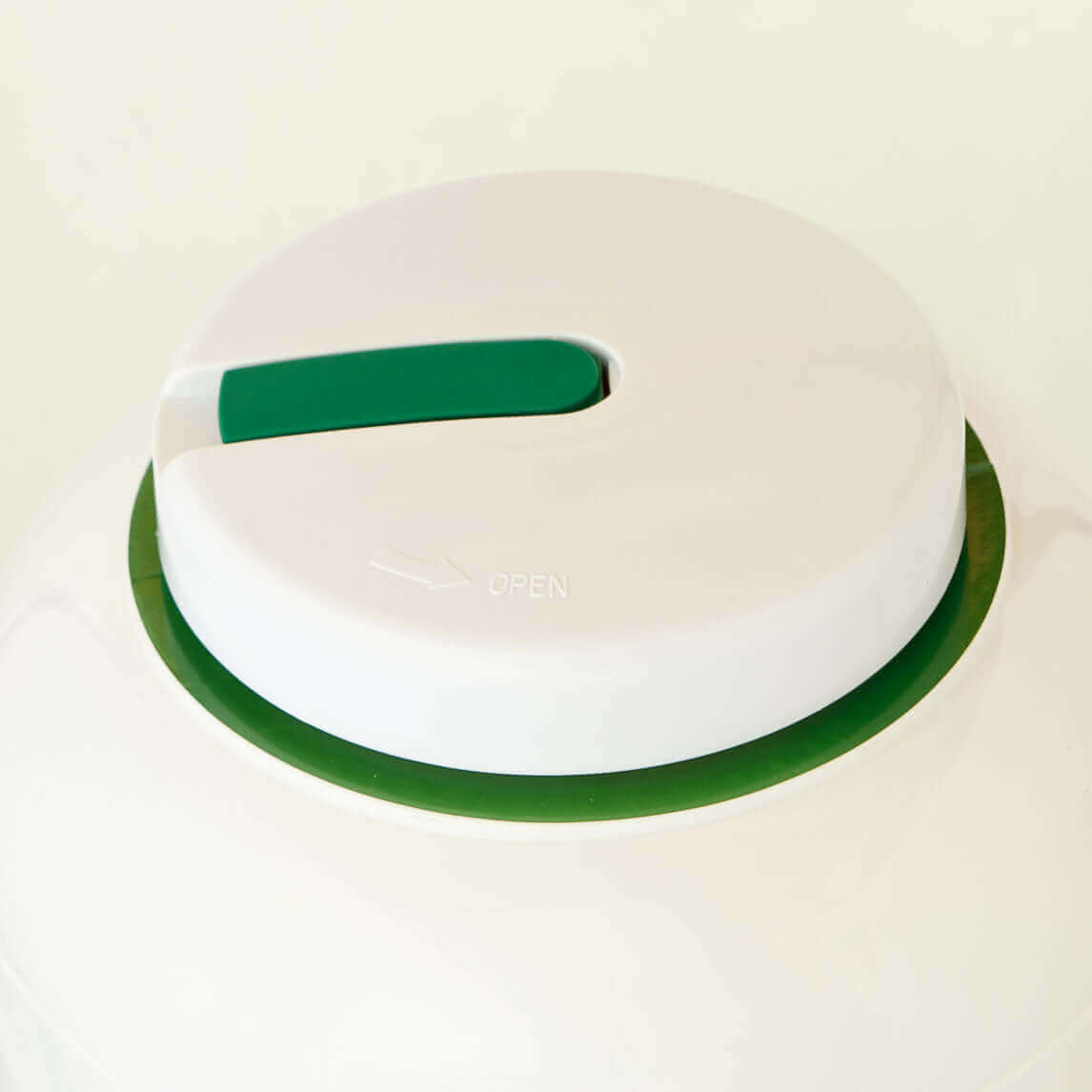 Top view of the WonderWash Portable Washing Machine lid, available at Cabin Depot, showing eco-friendly hand-operated design.