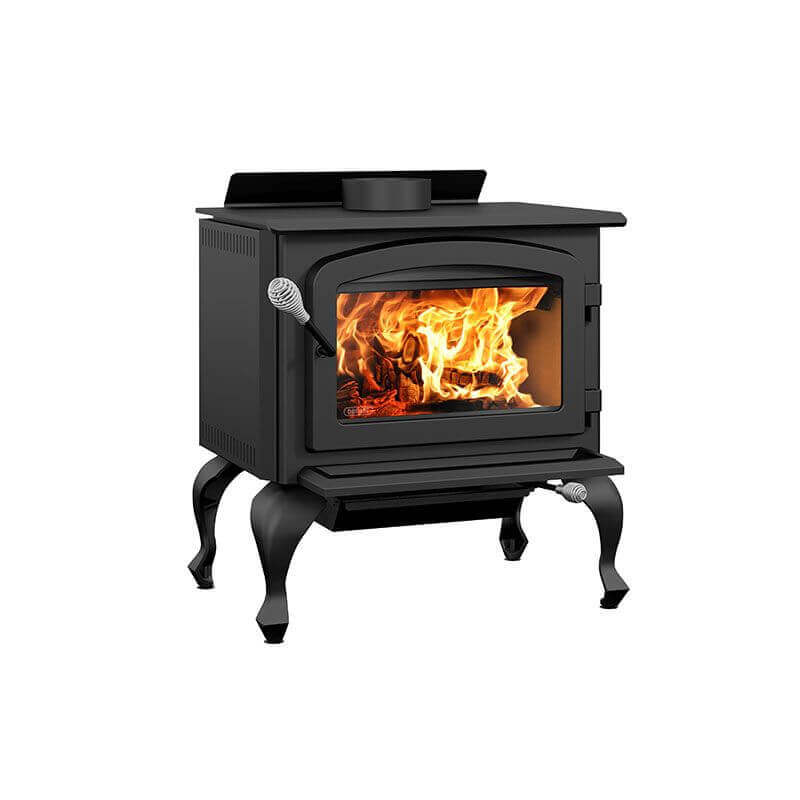 Alt Tag: Drolet Columbia II Wood Stove at Cabin Depot, eco-friendly heating up to 1,800 ft² with 65,000 BTU/h, EPA certified, shop now.