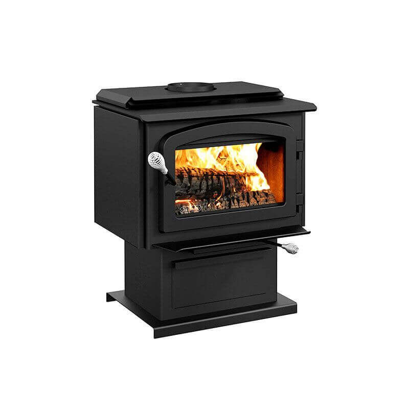 Drolet Escape 1500 Wood Stove for cabins, heating homes up to 1,800 sq ft, efficient and eco-friendly, available at Cabin Depot