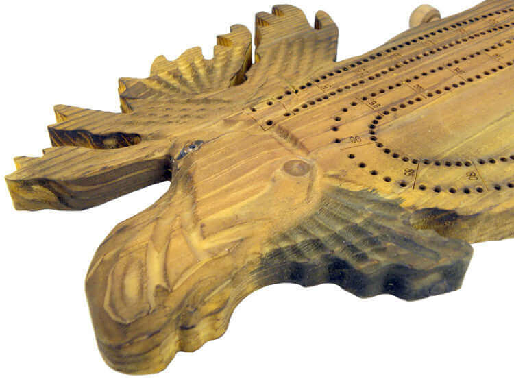 NWL Hand-Carved Moose Cribbage Board - by The Cabin Depot